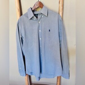 Ralph Lauren Custom Fit Shirt Blue Check Button Down Men’s L